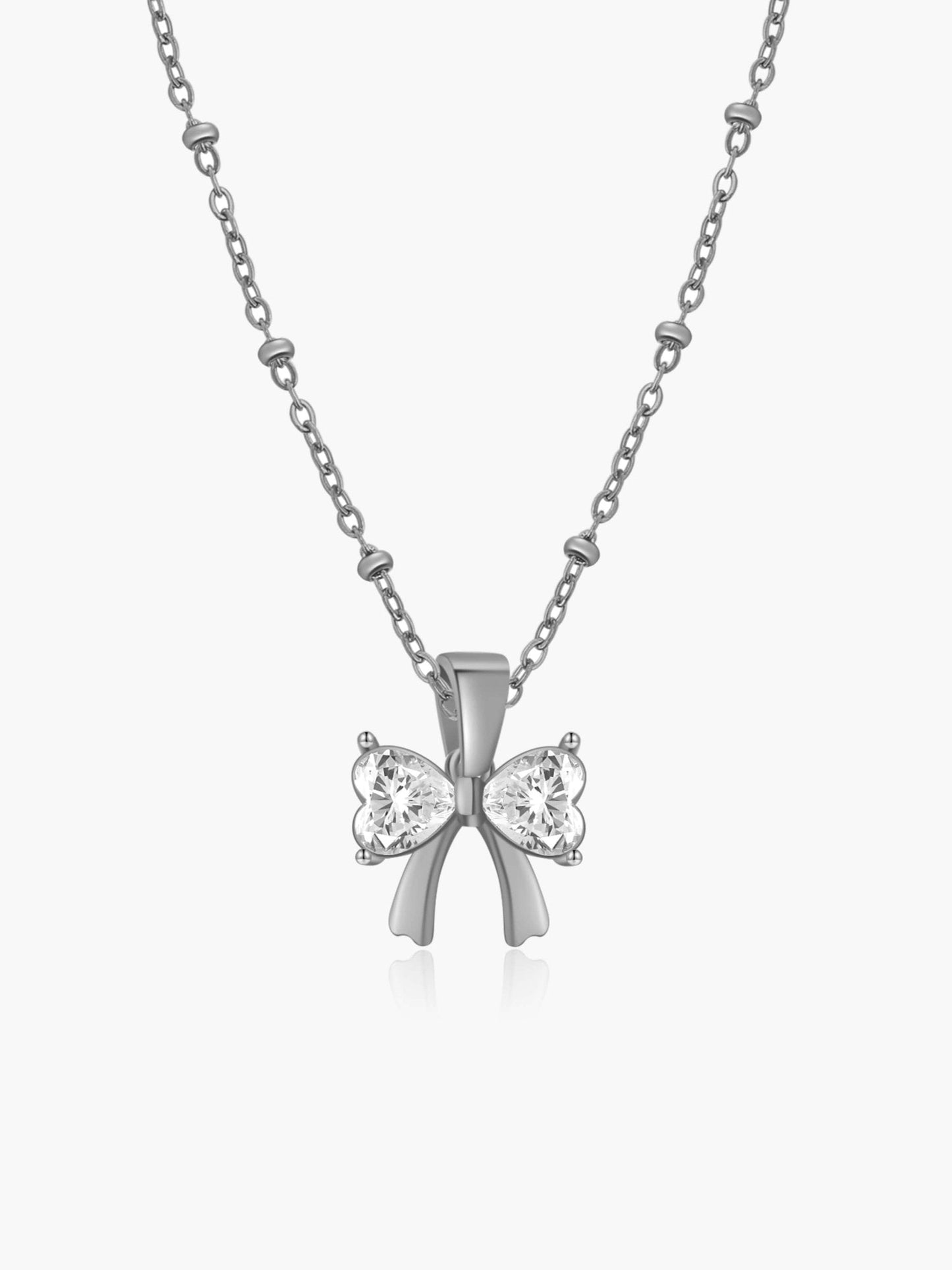 Amara Zirconia Bow Pendant Necklace