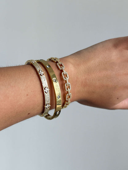 Amelise Adjustable Rhinestone Link Cuff Bracelet