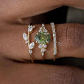 Arielle Olive Green Zirconia Ring Set