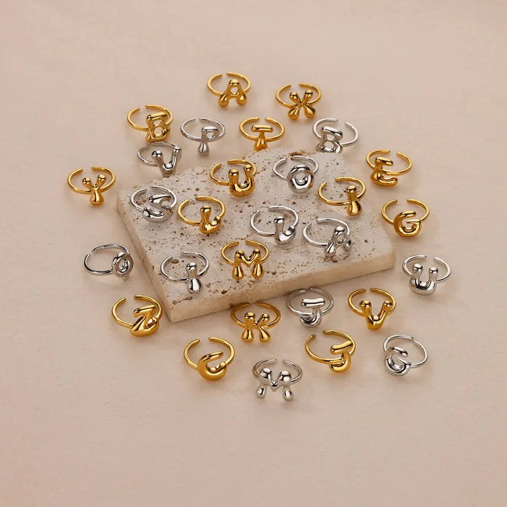 Cindella Adjustable Bubble Initial Ring