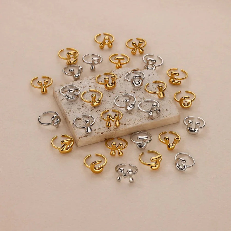 Cindella Adjustable Bubble Initial Ring