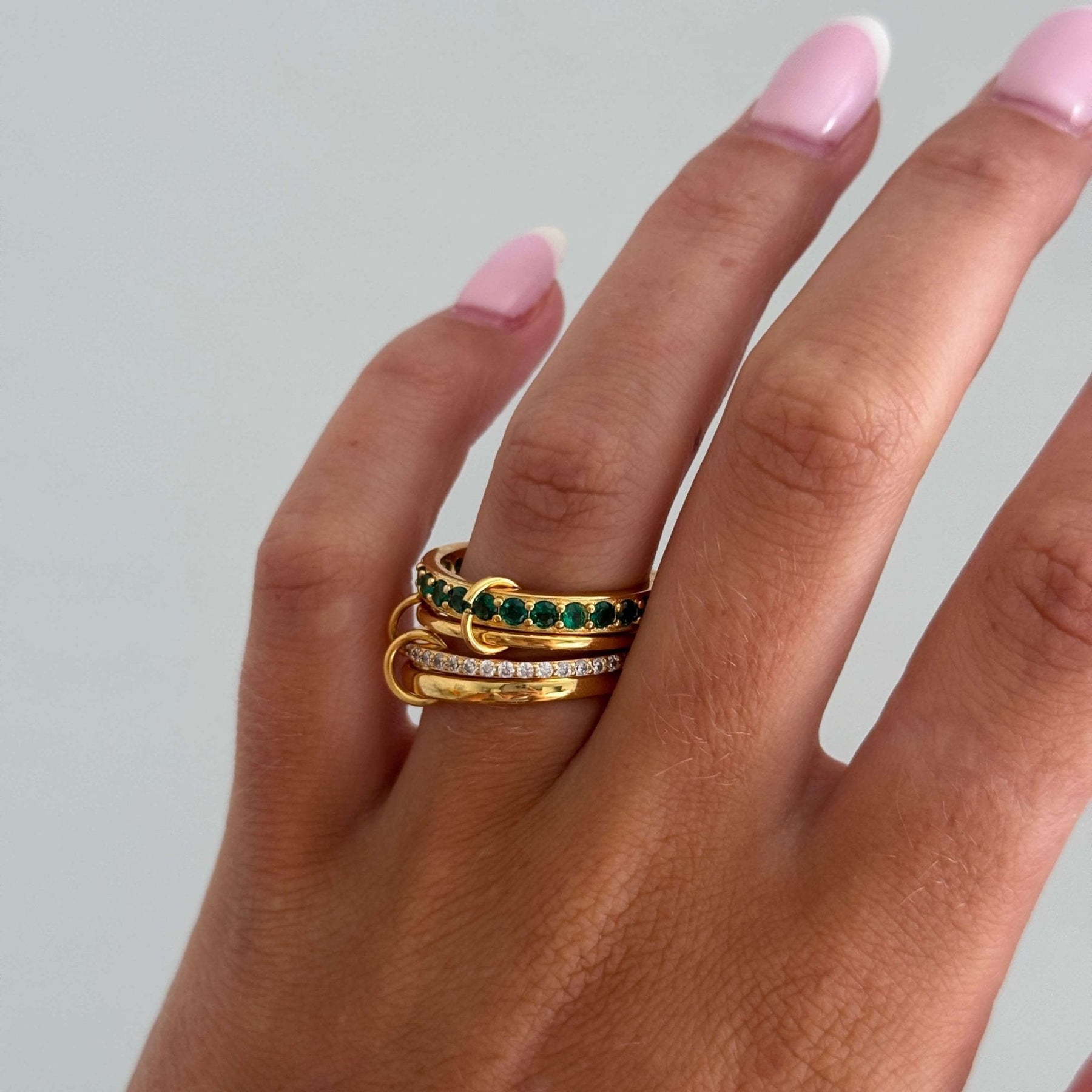Dana Emerald Rhinestone Stacked Ring
