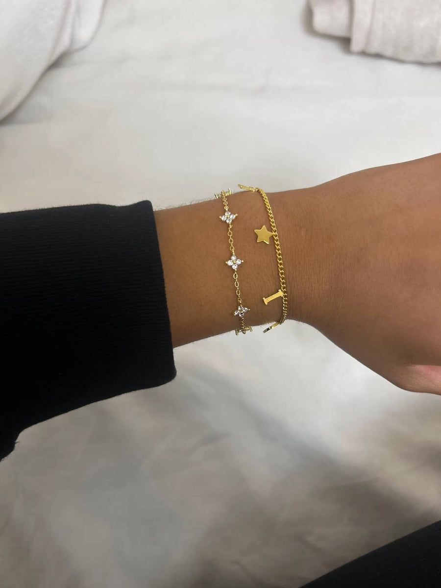 Dina Rhinestone Flower Chain Bracelet