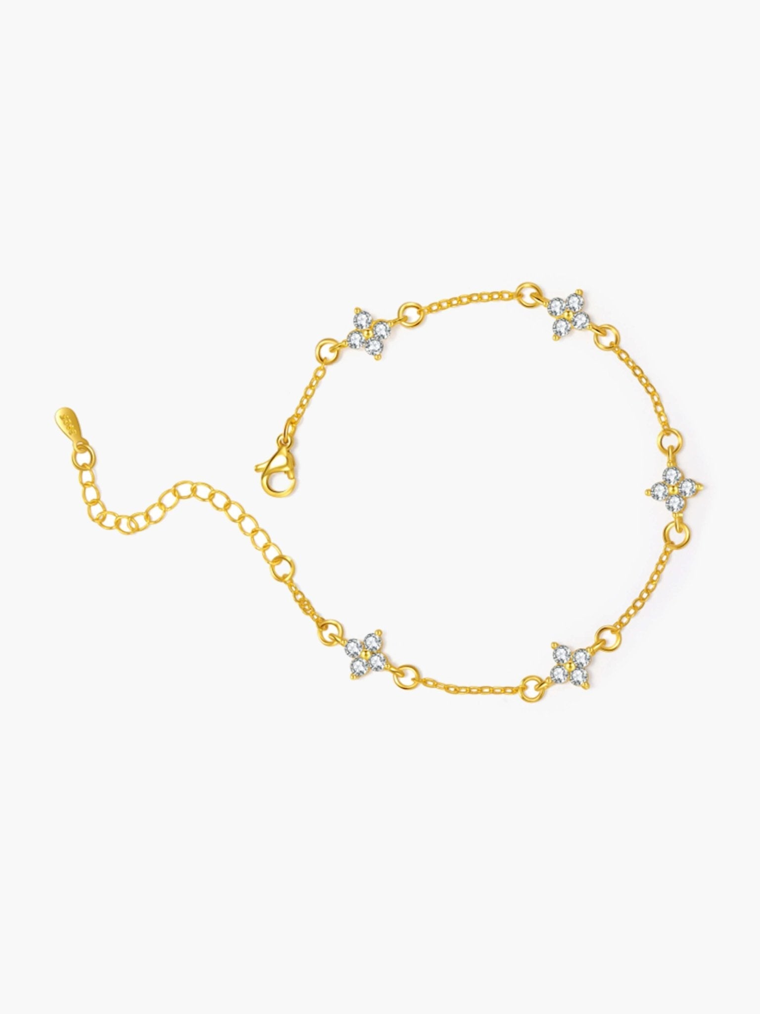 Dina Rhinestone Flower Chain Bracelet