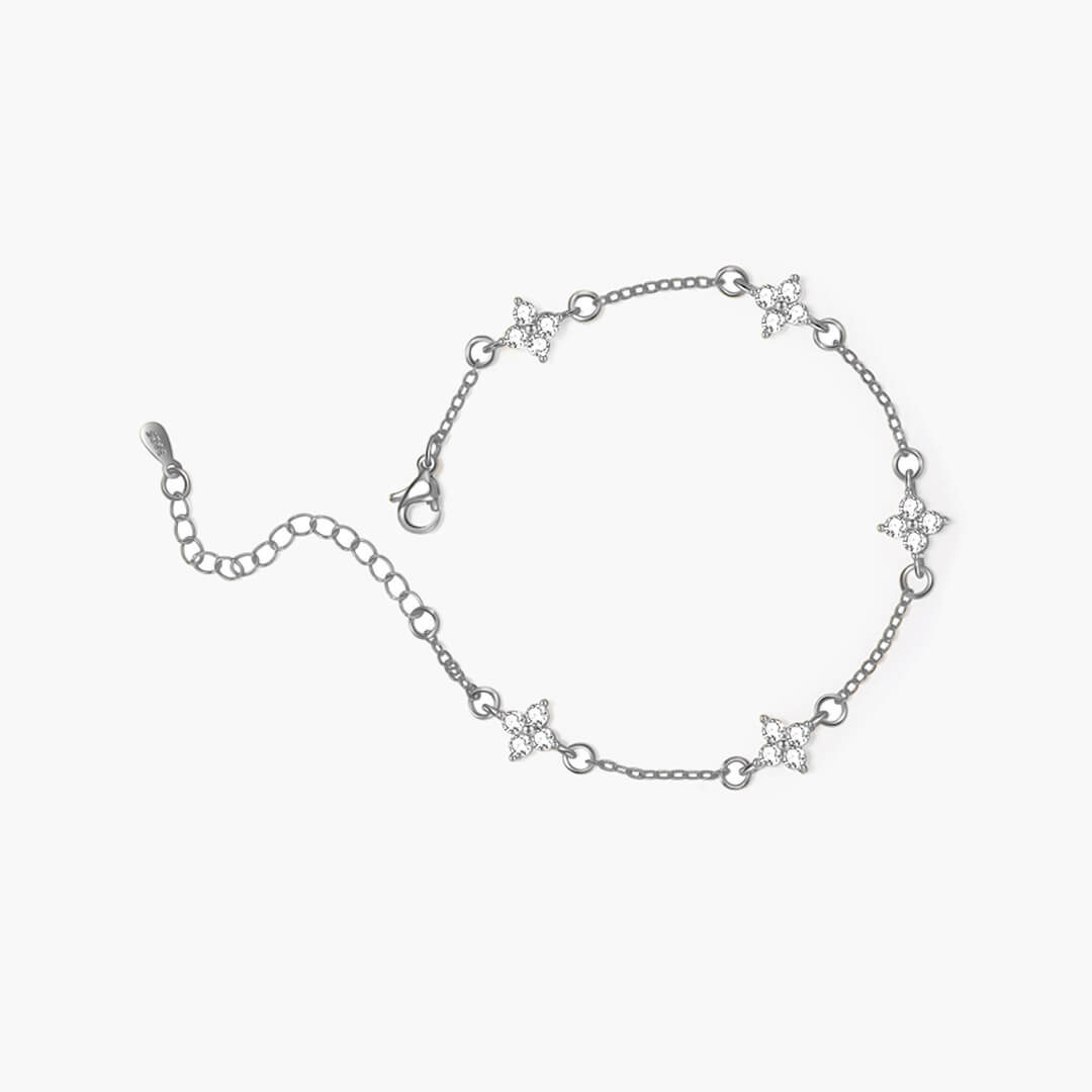 Dina Rhinestone Flower Chain Bracelet