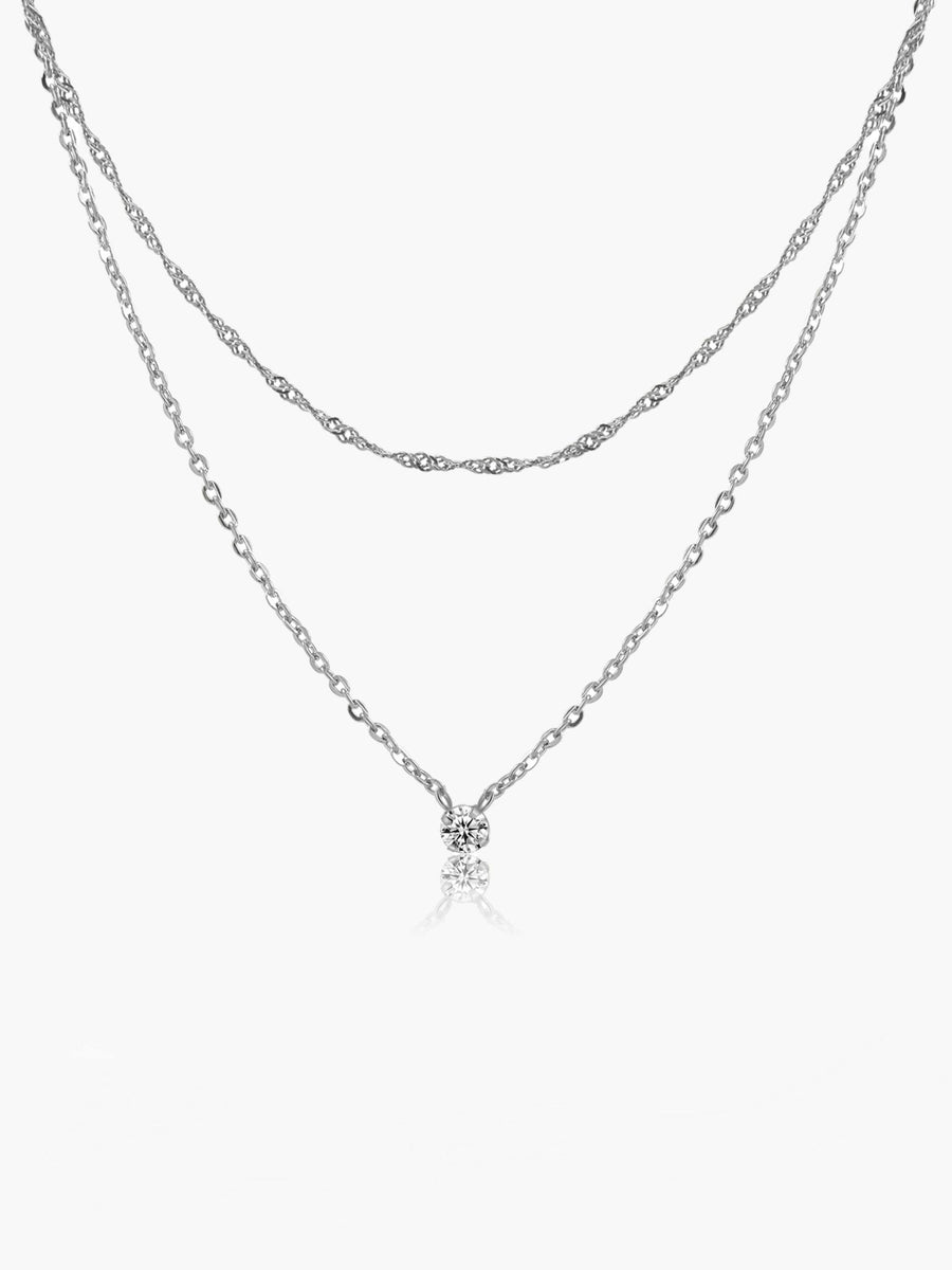 Elora Double Layer Zirconia Pendant Necklace