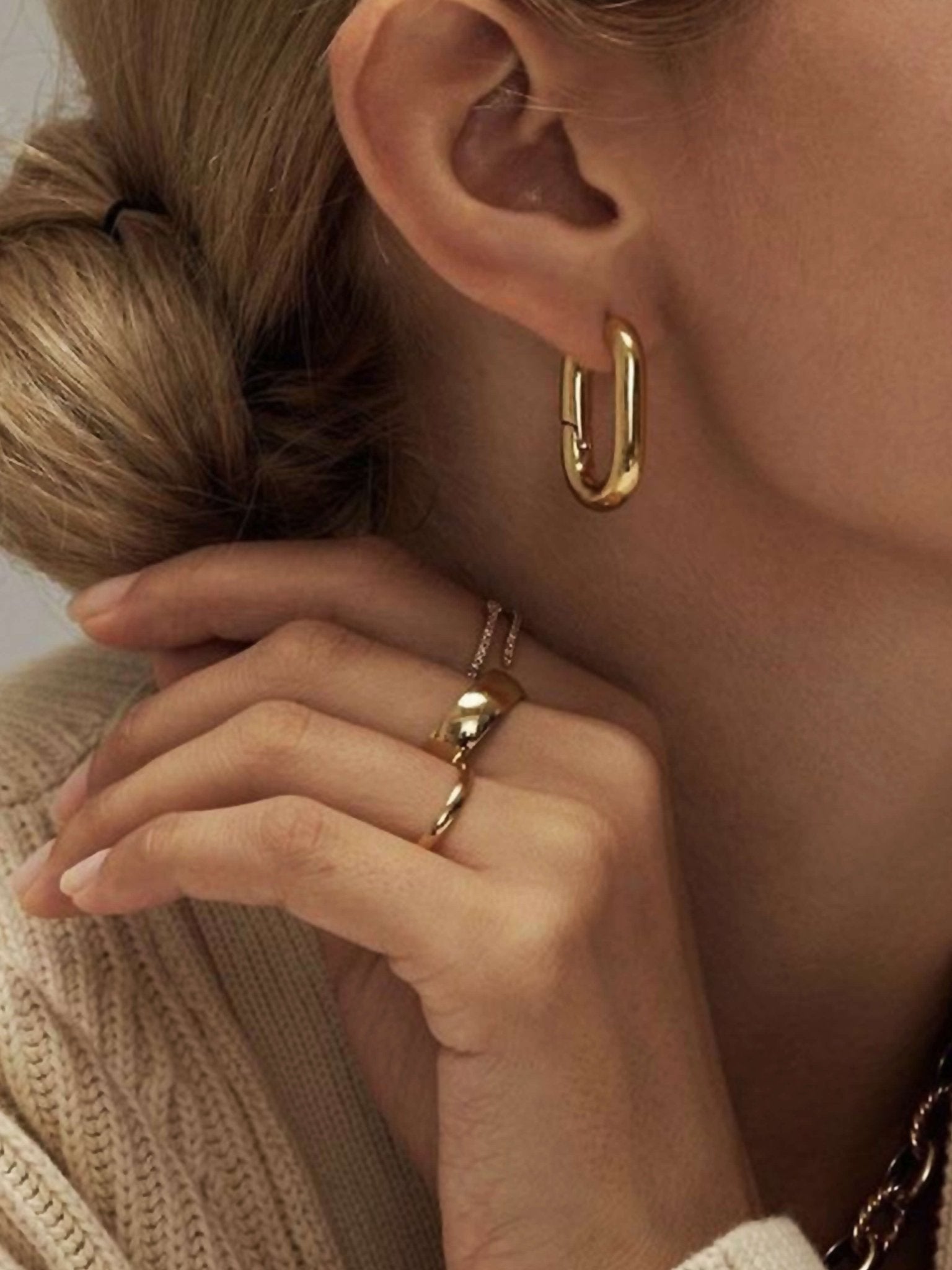 Emery Oval Mini Hoops Earrings