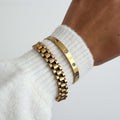 Iconic Link Chain & Zirconia Cuff Bracelet Set