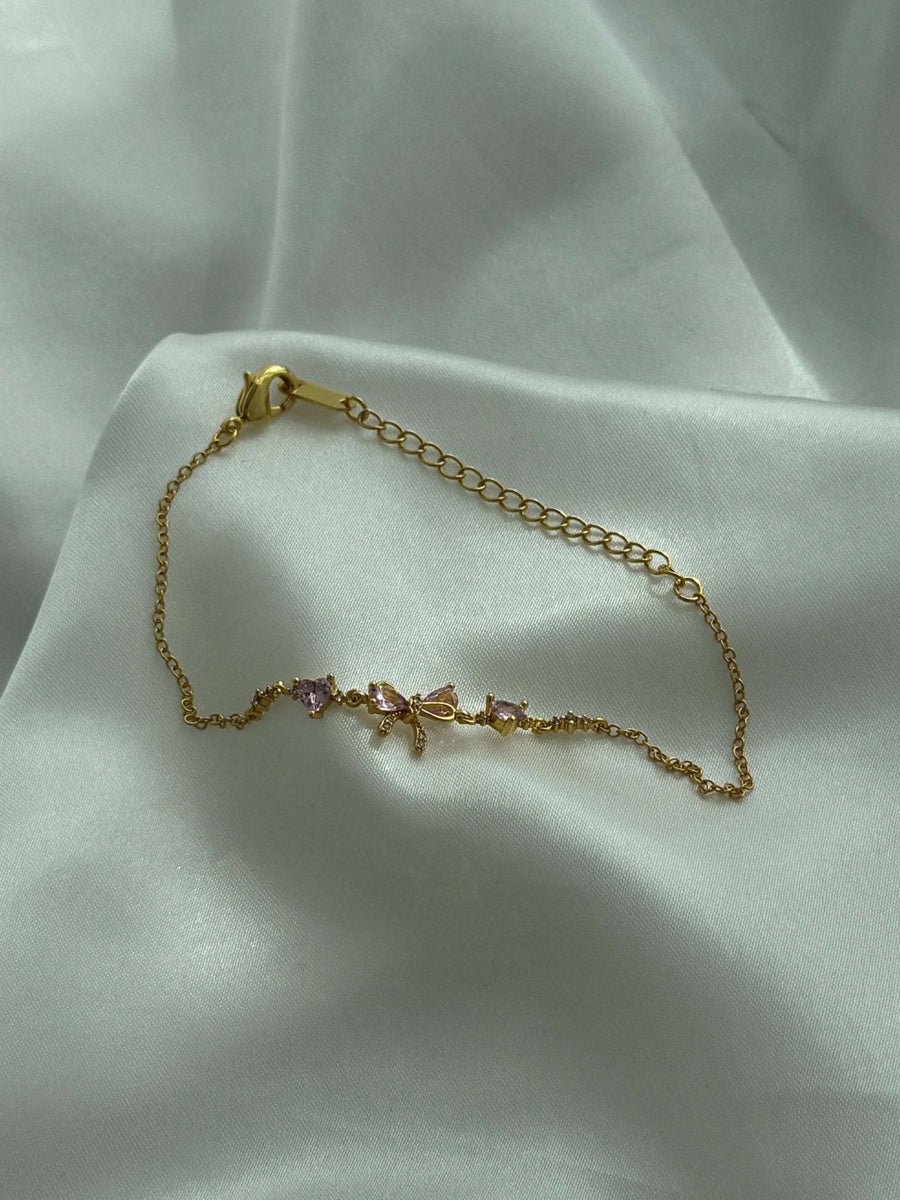 Jasmine Zirconia Bow Detail Chain Bracelet