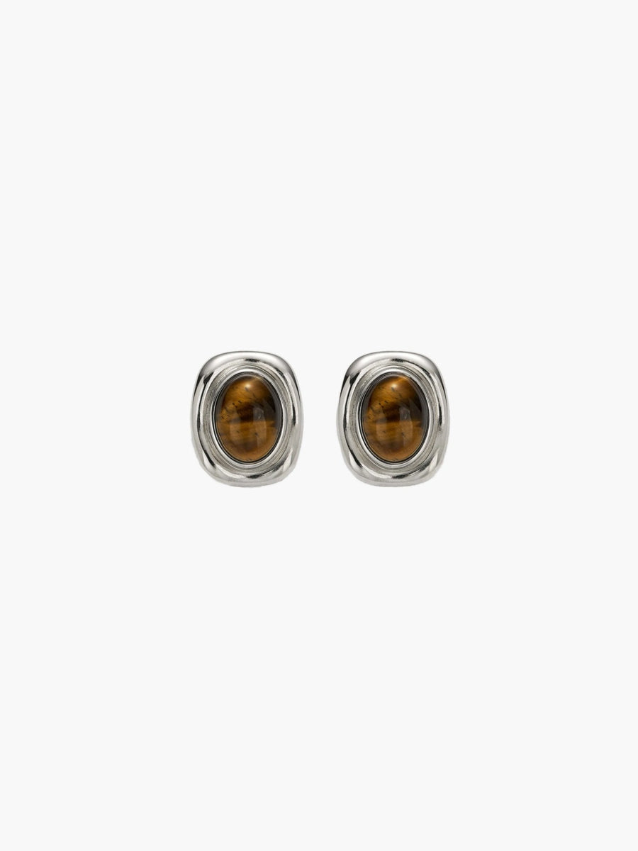 Olivia Oval Natural Stone Earrings