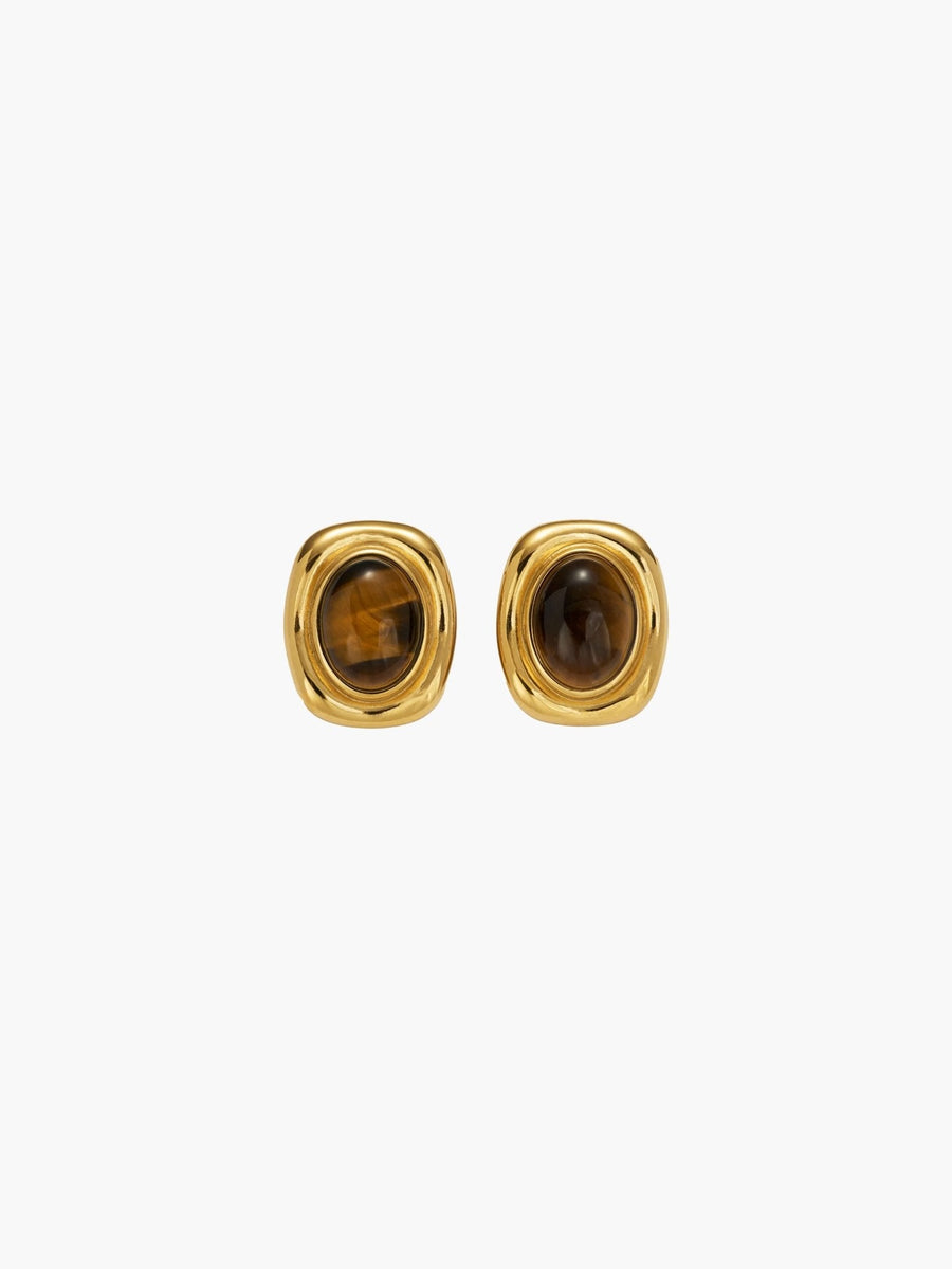 Olivia Oval Natural Stone Earrings