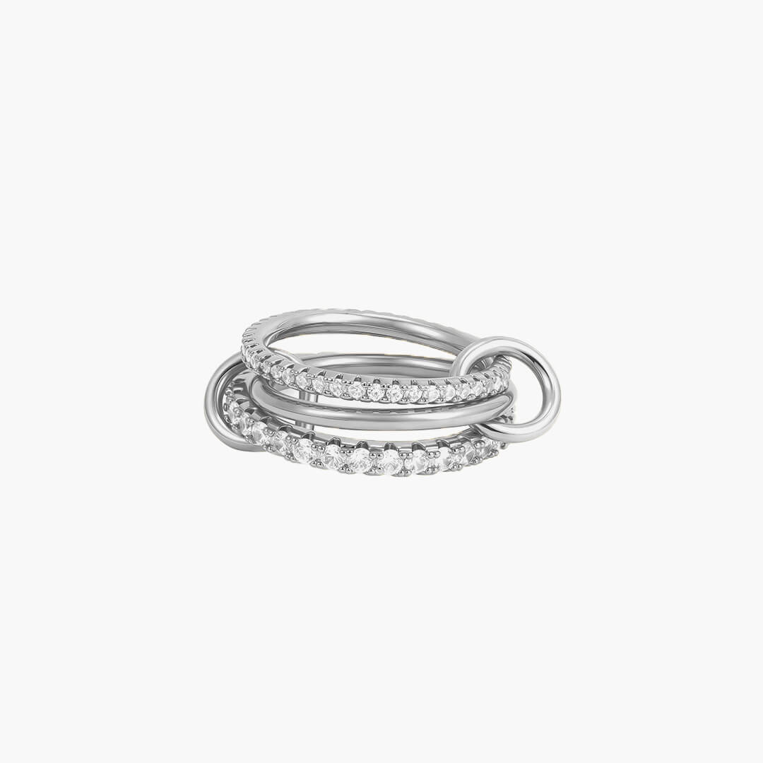 Pamela Sparkling Rhinestone Three Stacked Ring