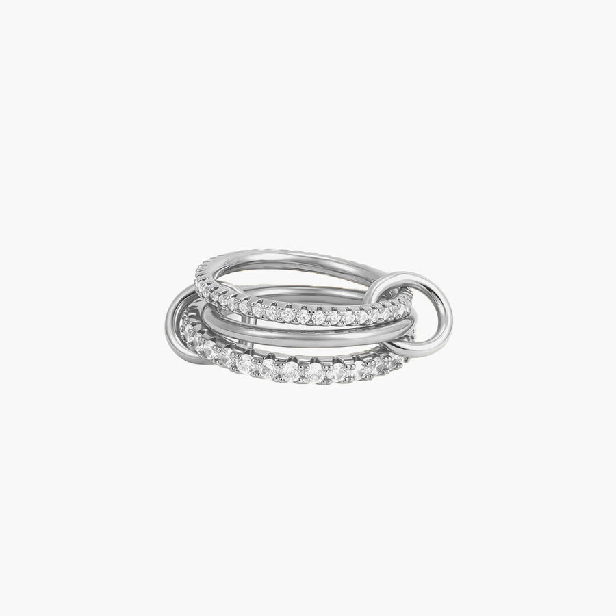 Pamela Sparkling Rhinestone Three Stacked Ring