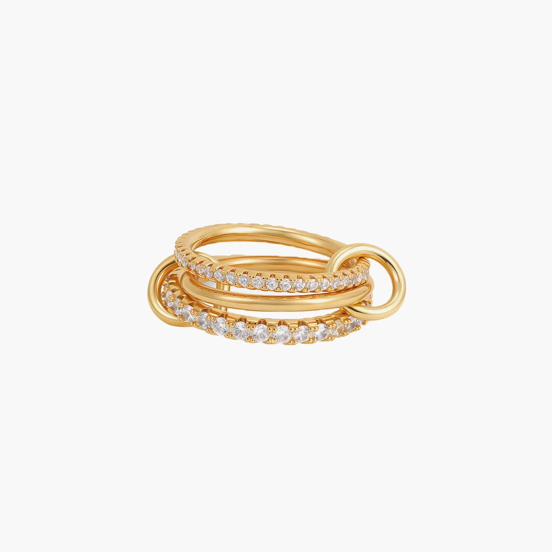 Pamela Sparkling Rhinestone Three Stacked Ring