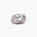 Rosy Pink Rhinestone Stacked Ring