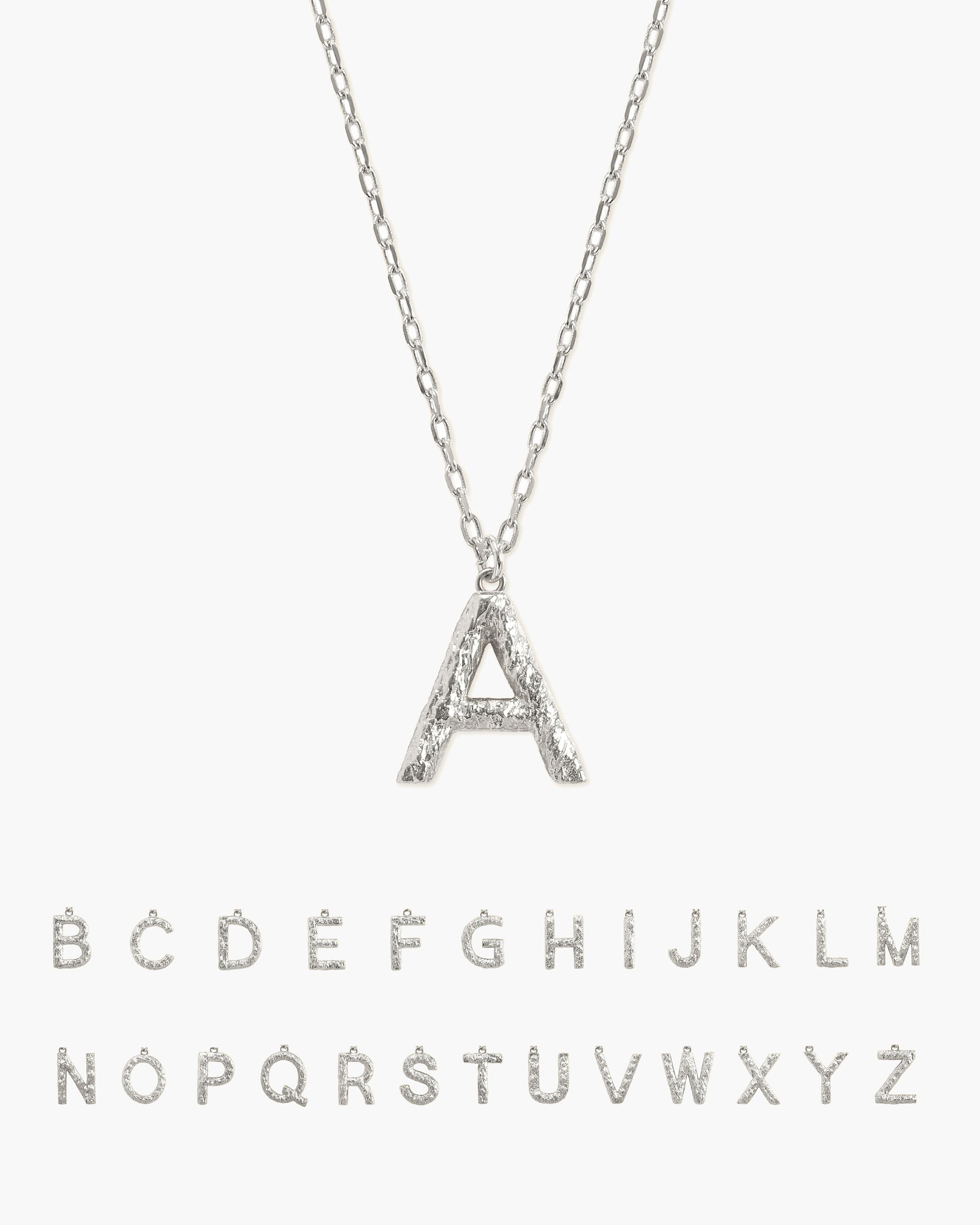 Textured Initial Letter Necklace