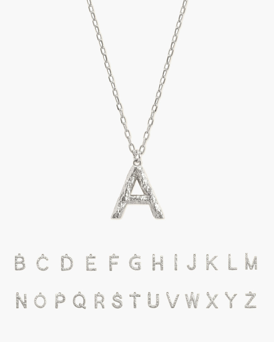 Textured Initial Letter Necklace
